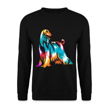 Geschmeidiger Windhund Rennsport - Unisex Pullover - Schwarz - Vorne - Alina (178cm) & Michal (187cm)