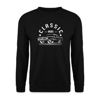 Klassisch 1971 aus dem Jahr 1971 - Unisex Pullover - Schwarz - Vorne - Alina (178cm) & Michal (187cm)