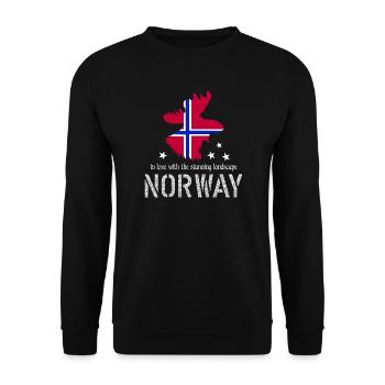 Norwegen Elche - Unisex Pullover - Schwarz - Vorne - Alina (178cm) & Michal (187cm)