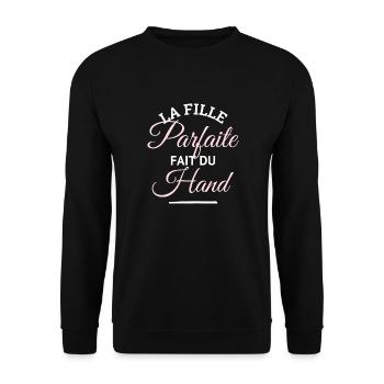 HANDBALLERIN Das perfekte Mädchen - weibliche Handball - Unisex Pullover - Schwarz - Vorne - Alina (178cm) & Michal (187cm)