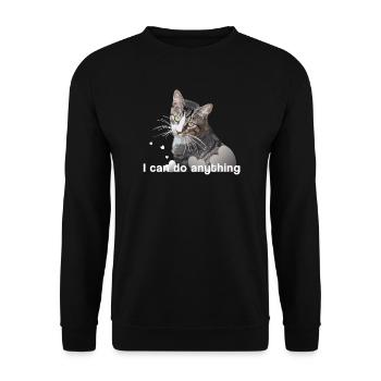 Katze Mietze Kater Kätzchen - Unisex Pullover - Schwarz - Vorne - Alina (178cm) & Michal (187cm)