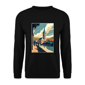 Krems An der Donau Österreich Vintage Reiseposter - Unisex Pullover - Schwarz - Vorne - Alina (178cm) & Michal (187cm)