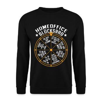 Homeoffice Glücksrad Büro Heimarbeit Home Office - Unisex Pullover - Schwarz - Vorne - Alina (178cm) & Michal (187cm)