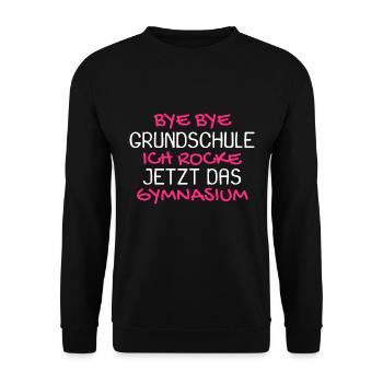 Gymnasium Einschulung Schulbeginn Geschenk - Unisex Pullover - Schwarz - Vorne - Alina (178cm) & Michal (187cm)