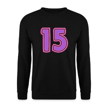 15. 15 ANS. 15e ANNIVERSAIRE. ANNIVERSAIRE 15 ANS. - Sweat-shirt Unisexe - noir - Devant - Alina (178cm) & Michal (187cm)
