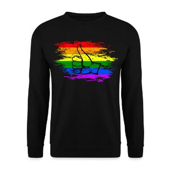 Regenbogen Flagge alles klar Symbol used - Unisex Pullover - Schwarz - Vorne - Alina (178cm) & Michal (187cm)
