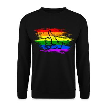 Regenbogen Flagge alles klar Symbol used - Unisex Pullover - Schwarz - Vorne - Alina (178cm) & Michal (187cm)