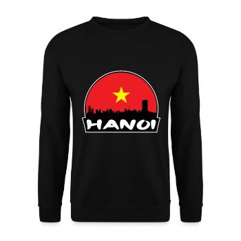 Hanoi Vietnam Flagge Skyline Silhouette Reisen - Unisex Pullover - Schwarz - Vorne - Alina (178cm) & Michal (187cm)