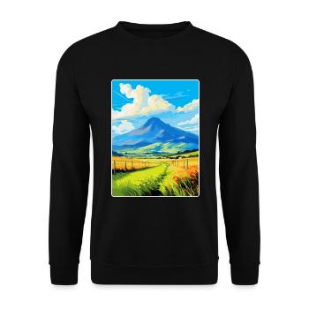 Mourne Mountains Vintage Travel Poster Souvenir - Unisex Sweatshirt - black - Front - Alina (178cm) & Michal (187cm)