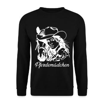 Pferdemädchen Reiterin Pferdeliebe - Unisex Pullover - Schwarz - Vorne - Alina (178cm) & Michal (187cm)