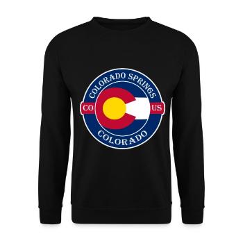 Colorado Springs Colorado Flagge USA Reisesouvenir - Unisex Pullover - Schwarz - Vorne - Alina (178cm) & Michal (187cm)