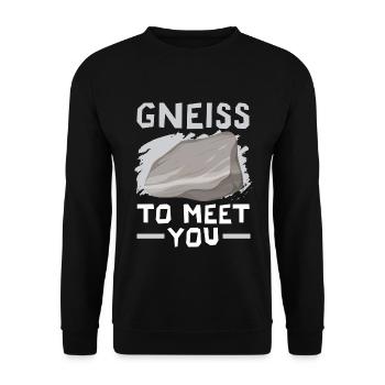 Gneis zum Kennenlernen Geologie Steinsammeln - Unisex Pullover - Schwarz - Vorne - Alina (178cm) & Michal (187cm)