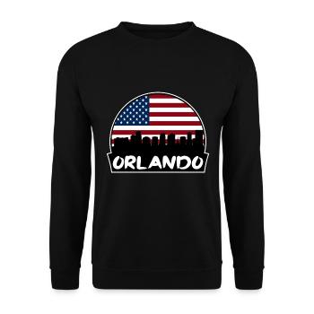 Orlando Florida USA Flagge Skyline Silhouette Reisen - Unisex Pullover - Schwarz - Vorne - Alina (178cm) & Michal (187cm)
