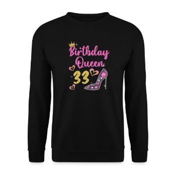 33.Geburtstag Königin 33 Jahre Dreiunddreißig - Unisex Pullover - Schwarz - Vorne - Alina (178cm) & Michal (187cm)