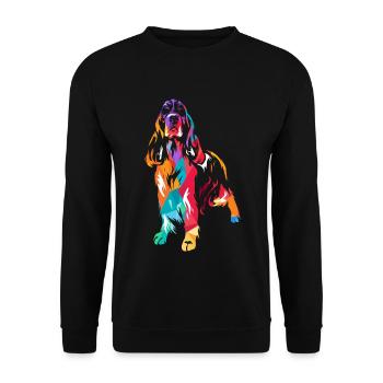 Wachsamer Springer Spaniel Jagdeinsatz - Unisex Pullover - Schwarz - Vorne - Alina (178cm) & Michal (187cm)