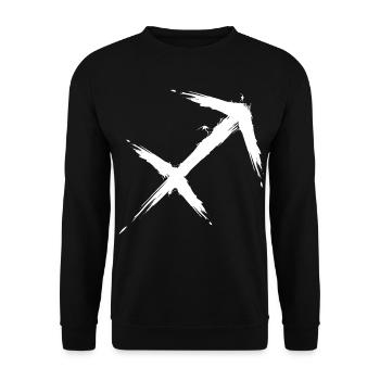 Schütze Sternzeichen Sagittarius Symbol Weiß - Unisex Pullover - Schwarz - Vorne - Alina (178cm) & Michal (187cm)