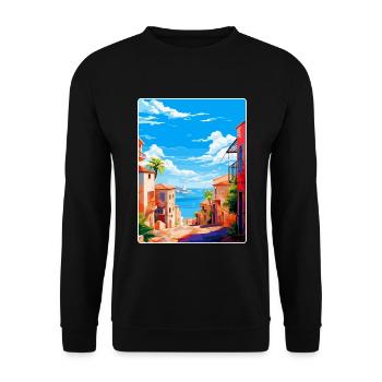 Palma Nova Spain Vintage Travel Poster Souvenir - Unisex Sweatshirt - black - Front - Alina (178cm) & Michal (187cm)