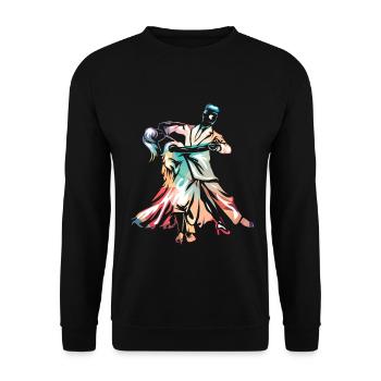 Beschwingter Foxtrott Tanzabend - Unisex Pullover - Schwarz - Vorne - Alina (178cm) & Michal (187cm)