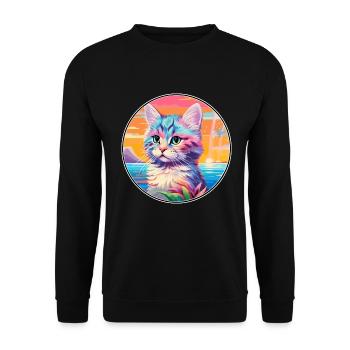 Bambino-Katzenrasse-Aquarell-Cartoon-Kawaii-Haustier - Unisex Pullover - Schwarz - Vorne - Alina (178cm) & Michal (187cm)