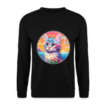 Bambino-Katzenrasse-Aquarell-Cartoon-Kawaii-Haustier - Unisex Pullover - Schwarz - Vorne - Alina (178cm) & Michal (187cm)