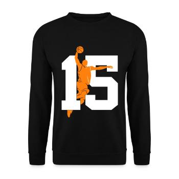 NUMMER 15 BASKETBALL 15. GEBURTSTAG - Unisex Pullover - Schwarz - Vorne - Alina (178cm) & Michal (187cm)
