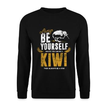 Flugunfähiger Kiwivogel Neuseeland - Unisex Pullover - Schwarz - Vorne - Alina (178cm) & Michal (187cm)