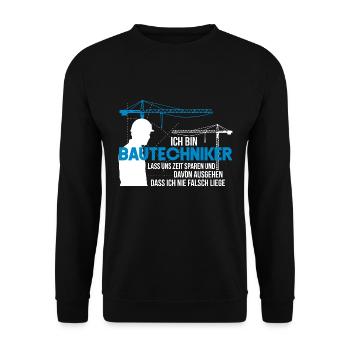Zupackender Bauleiter Baustelle - Unisex Pullover - Schwarz - Vorne - Alina (178cm) & Michal (187cm)