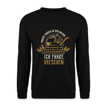Mähdrescher Fahren - Bauer Dreschen Getreide - Unisex Pullover - Schwarz - Vorne - Alina (178cm) & Michal (187cm)