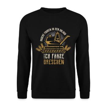 Mähdrescher Fahren - Bauer Dreschen Getreide - Unisex Pullover - Schwarz - Vorne - Alina (178cm) & Michal (187cm)
