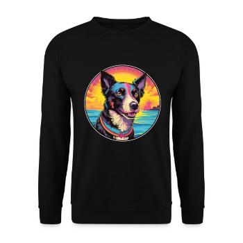 Portugiesische Rinderhundrasse bunte Karikatur Wasser - Unisex Pullover - Schwarz - Vorne - Alina (178cm) & Michal (187cm)