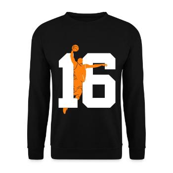 NUMBER 16 BASKETBALL 16TH BIRTHDAY - Unisex Sweatshirt - black - Front - Alina (178cm) & Michal (187cm)