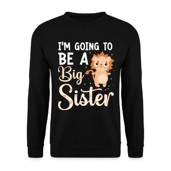 Werde Große Schwester Big Sis - Unisex Pullover - Schwarz - Vorne - Alina (178cm) & Michal (187cm)