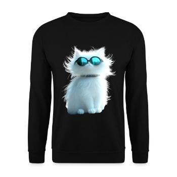 Angora Katze Weiße Angorakatze Süße Angora Katzen - Unisex Pullover - Schwarz - Vorne - Alina (178cm) & Michal (187cm)
