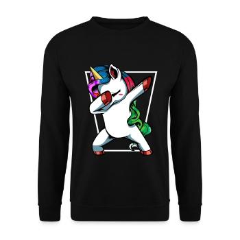 Unicorn Dab with Rainbow - Unisex Sweatshirt - black - Front - Alina (178cm) & Michal (187cm)