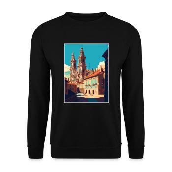 Santiago De Compostela Spanien Vintage Reiseposter - Unisex Pullover - Schwarz - Vorne - Alina (178cm) & Michal (187cm)