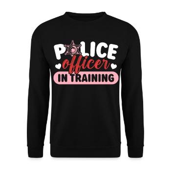Polizeibeamter in Ausbildung Polizist - Unisex Pullover - Schwarz - Vorne - Alina (178cm) & Michal (187cm)