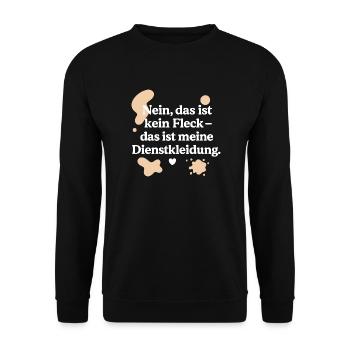 Das ist kein Fleck (weiß & beige) - Unisex Pullover - Schwarz - Vorne - Alina (178cm) & Michal (187cm)