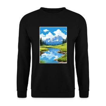 Nationalpark Aiguestortes Estany de Sant Maurici - Unisex Pullover - Schwarz - Vorne - Alina (178cm) & Michal (187cm)