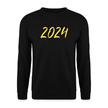 2024 Silvester Neujahr gelb - Unisex Pullover - Schwarz - Vorne - Alina (178cm) & Michal (187cm)
