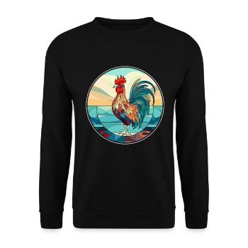 Hahn Buntes Glas Bunte Karikatur Kawaii Anim - Unisex Pullover - Schwarz - Vorne - Alina (178cm) & Michal (187cm)