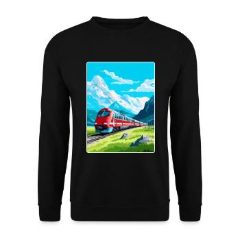 Glacier Express Schweiz Vintage Reiseplakat - Unisex Pullover - Schwarz - Vorne - Alina (178cm) & Michal (187cm)