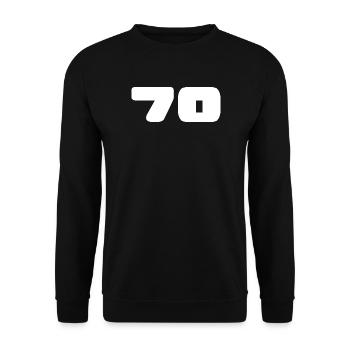 70. 70 JAHRE. 70-JÄHRIGES JUBILÄUM. GEBURTSTAG 70 JAHRE. - Unisex Pullover - Schwarz - Vorne - Alina (178cm) & Michal (187cm)