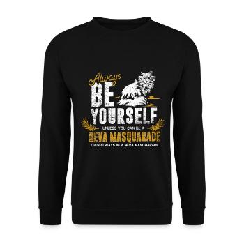 Verschmuste Neva Maskerade Edelkatze - Unisex Pullover - Schwarz - Vorne - Alina (178cm) & Michal (187cm)