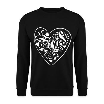 Florales Herz - Unisex Pullover - Schwarz - Vorne - Alina (178cm) & Michal (187cm)
