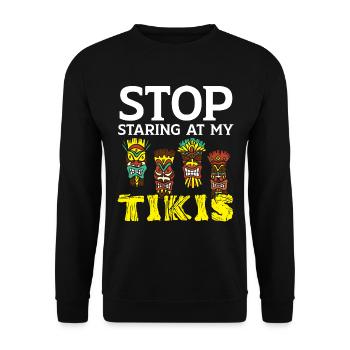Hör auf, meine Tikis anzustarren Luau Party Tiki B - Unisex Pullover - Schwarz - Vorne - Alina (178cm) & Michal (187cm)
