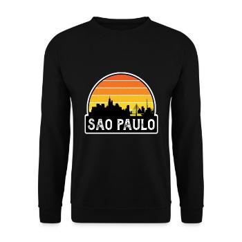 São Paulo Brasilien Flagge Skyline Reisesouvenir - Unisex Pullover - Schwarz - Vorne - Alina (178cm) & Michal (187cm)