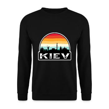 Kiew Ukraine Flagge Skyline Reisesouvenir - Unisex Pullover - Schwarz - Vorne - Alina (178cm) & Michal (187cm)
