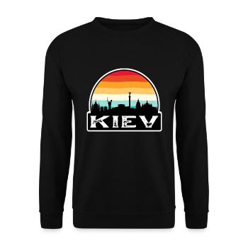 Kiew Ukraine Flagge Skyline Reisesouvenir - Unisex Pullover - Schwarz - Vorne - Alina (178cm) & Michal (187cm)