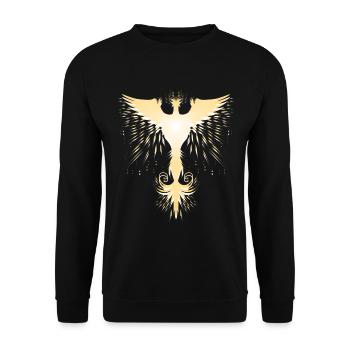 Goldener Phönix Feuervogel - Unisex Pullover - Schwarz - Vorne - Alina (178cm) & Michal (187cm)