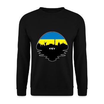 Kiew-Ukraine-Flaggen-Skyline-Schattenbild-Reise - Unisex Pullover - Schwarz - Vorne - Alina (178cm) & Michal (187cm)
